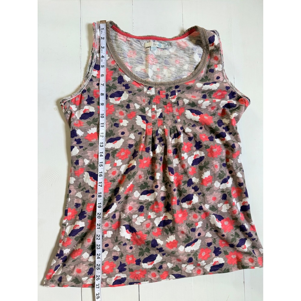 "Sunset Medallion Bloom" Boden Floral Scoop Neck Pleated Tank Top Sleeveless - Picture 8 of 10